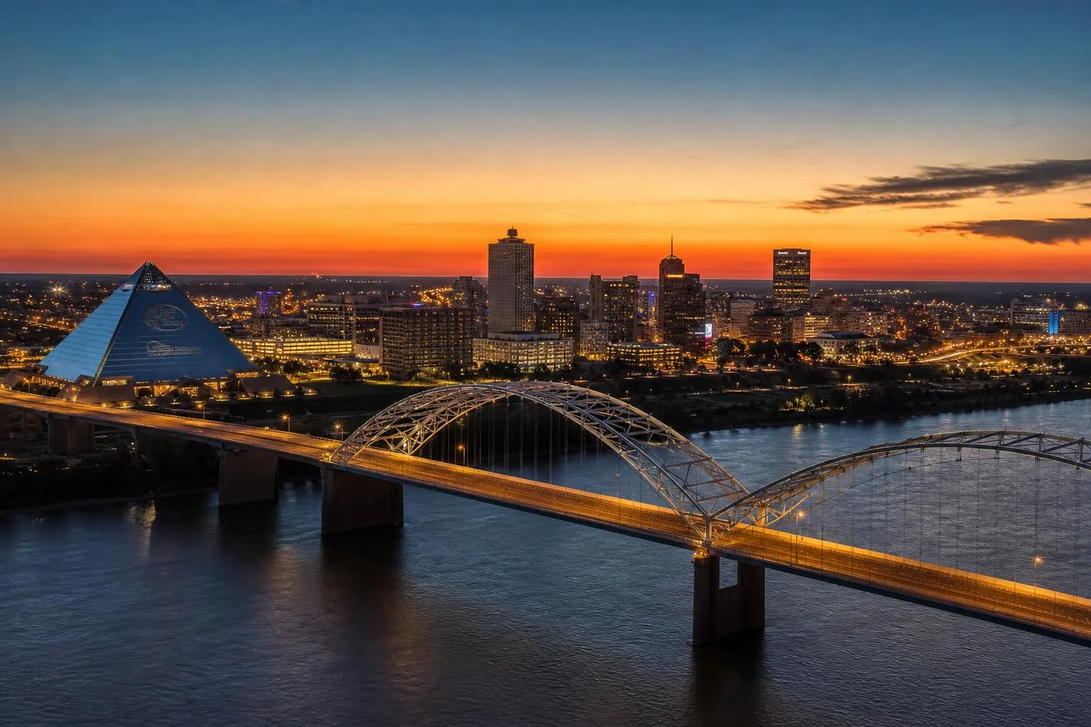 Memphis skyline at dusk